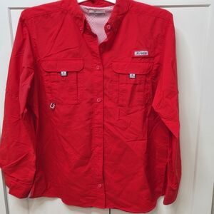 Columbia Red Button-Up Shirt Fishing Walking Outfoirs